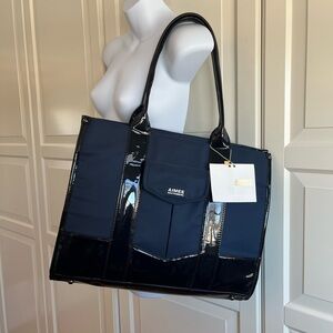 Aimee Kestenberg Navy Heaston Nylon Tote Purse
Shoulder Bag Patent/Nylon.
